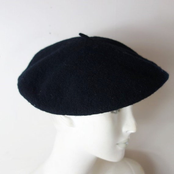 Vintage ARLIN Classic French Black Wool Beret Hat - image 2