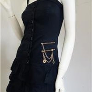 French Fashion MORGAN DE TOI Punk Inspired Black Denim Bustier Dress S image 4