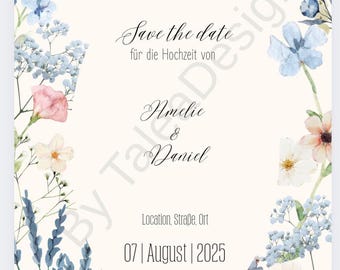 花柄の結婚式招待状テンプレート