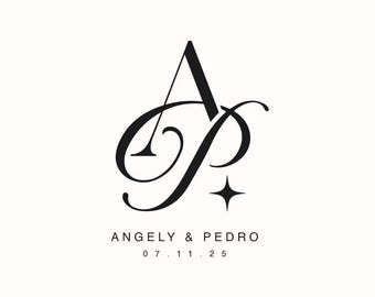 Custom Wedding Monogram Logo: Elegant Personalized Initials (Digital Files)