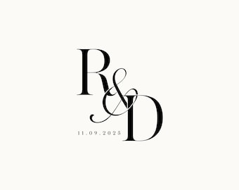 Custom Wedding Monogram Logo: Personalized Initials & Date