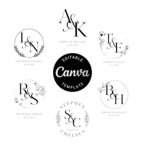 Editable Wedding Logo Canva Template | Minimal Monogram Logo Set | DIY Wedding Branding | Instant Download | Modern Wedding Logo Kit