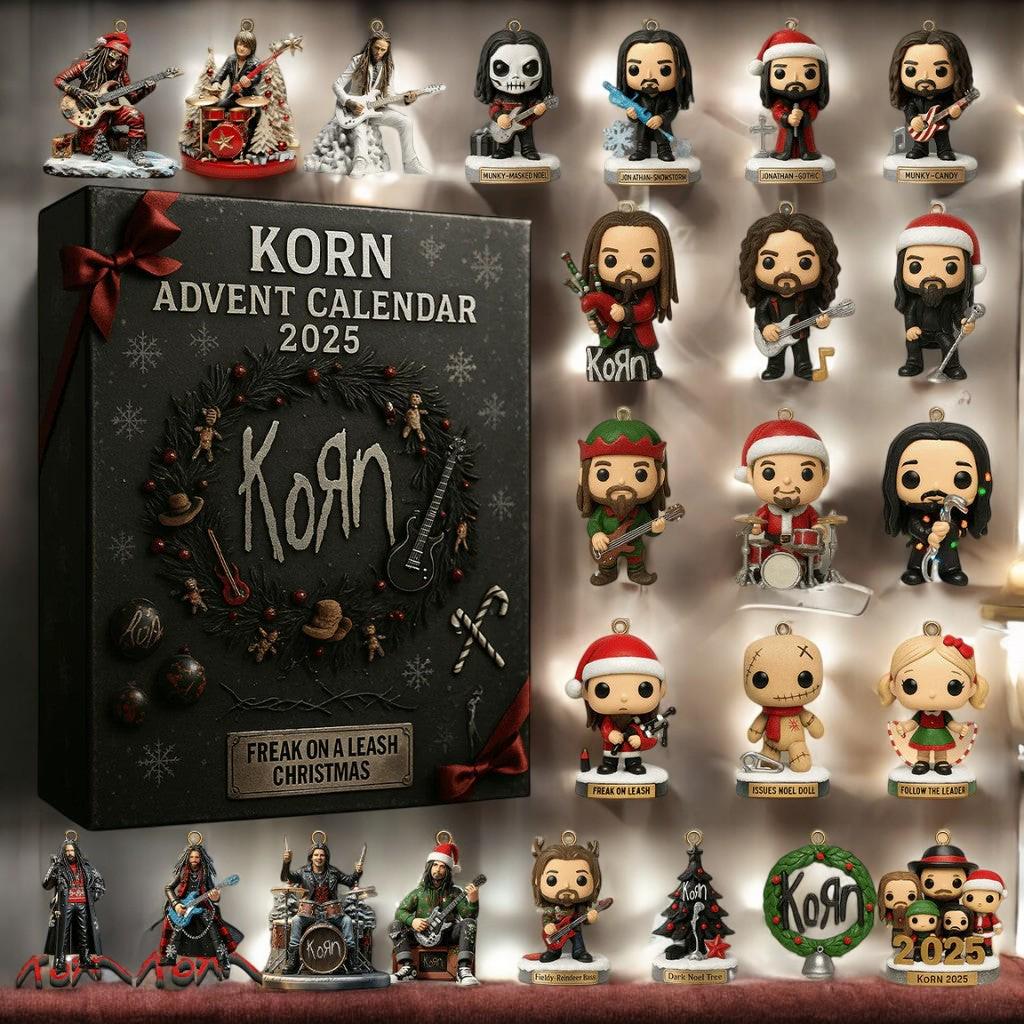 Discover Acrylic Advent Calendar 2025 with Nu Metal Band Figures, 2D Flat Design, Music Lovers Gift