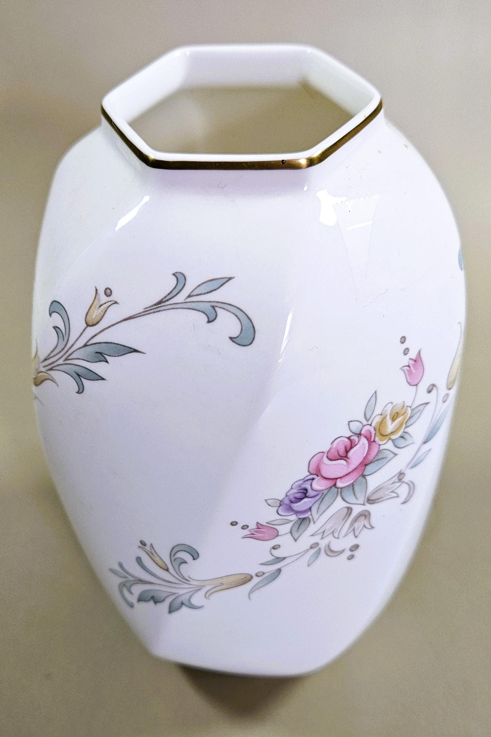Christopher Stuart Bone China Vase | Spring Crest Floral Hexagon Vase ...