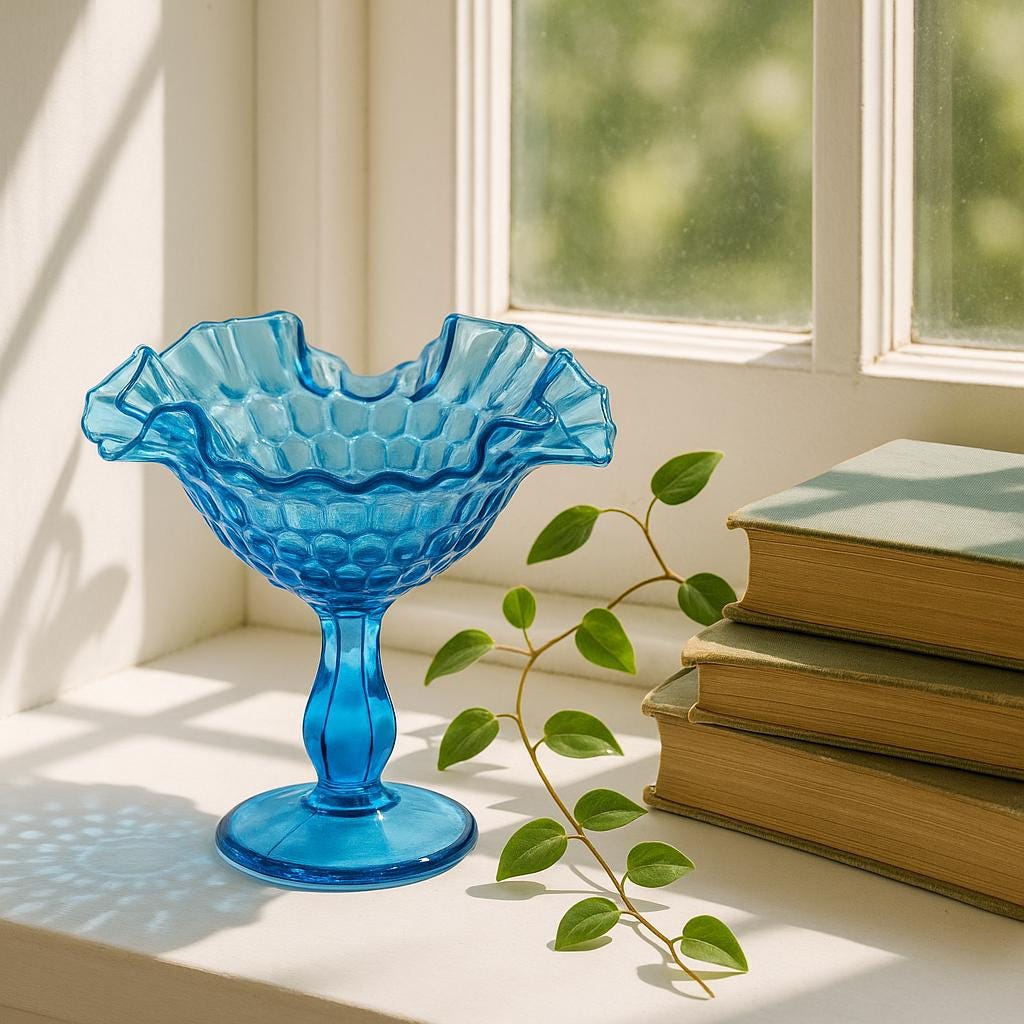 Blue Fenton Daisy and Button Bowl - Etsy