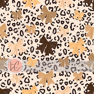 Leopard Bows BEIGE Seamless Pattern File with bows and leopard print Instant digital download 300dpi Fabric Papers Vinyl sublimation PNG