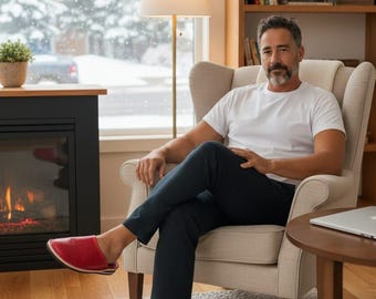 Handcrafted Moroccan Leather Slippers – Unisex Cozy Home Shoes