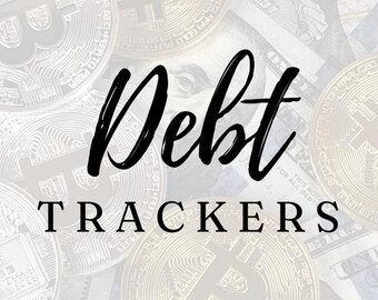 May include: A close-up image of gold and silver coins with the word "Debt Trackers" in black text. The coins are on top of a blurred image of US dollar bills.
