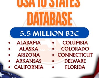 Base de datos B2C de 10 estados de EE. UU. / 5,5 millones de datos de consumidores (descarga de Excel)