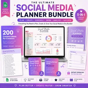 Kalkylblad för sociala medier-planerare | Innehållskalender för Google Sheets | Planerare 2026–2027 | Instagram TikTok YouTube | Webbplanerare med 28 flikar