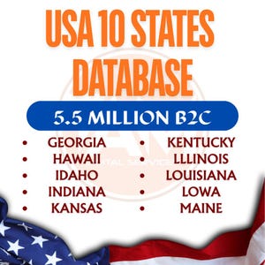 Baza danych 10 stanów USA, 5,5 miliona danych B2C (pobieranie cyfrowe)