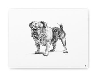 Englische Bulldogge, Leinwand Druck, Benutzerdefinierte Hunde Kunst, Geschenk für Tierliebhaber, Dekoration, Einzigartiges Porträt