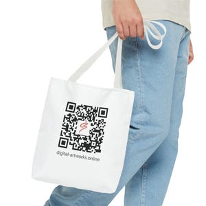 QR Code Tote Bag: Custom Digital Art Reusable Shopping Bag