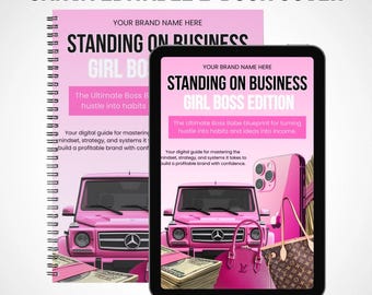 editable canva template - e book cover, Girl boss, customizable, digital download, COVER ONLY, luxury digital course template, course cover