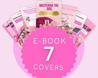 7 editable canva templates, e book cover, Girl boss, customizable, instant digital download, COVER ONLY, luxury digital course template