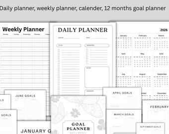 Goal Planner Printable, Monthly Reflections, Smart Goal Setting, Ultimate Goal planner 2026 printable, Yearly Goal Tracker, Goal Setting