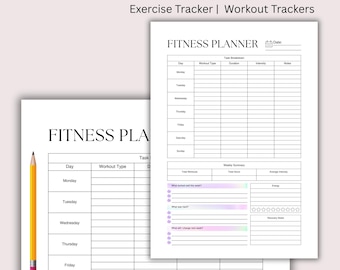 digital fitness, fitness journal, printable planner, habit tracker, exercise log pdf, 30 day challenge, running tracker, Workout Tracker