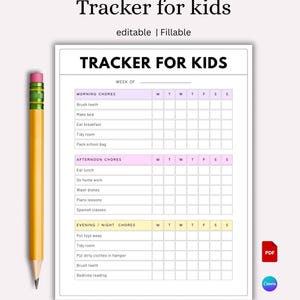 Editable Kids chore chart bundle, Kids daily checklist canva, Reward, Allowance, Weekly Chores, kids reading tracker, habit tracker for kids