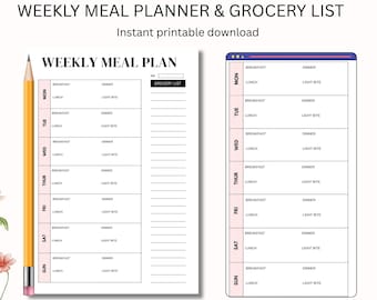 Digital meal planner,Meal Prep planner,Meal Planner PDF,meal planner PDF,pdf meal planner,Menu Meal Planner,Food Meal Planner