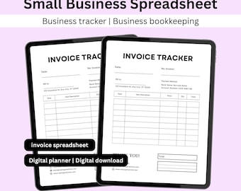 Small business spreadsheet, budget spreadsheet, invoice template, client tracker, order form, invoice tracker, digital planner download
