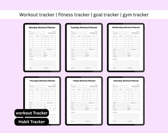 fitness tracker, goal tracker, workout tracker, workout planner, workout plan, habit tracker, weight loss tracker, digital download