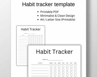 Habit Tracker Printable, Habit Tracker Template, Routine Tracker, Goal Tracker A4/Letter/A5/Half, Instant Download PDF