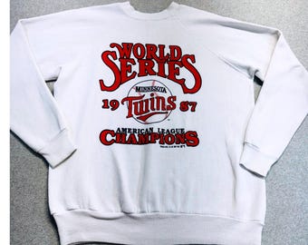 Pannill-sweater heren XL wit 1987 Minnesota Twins World Series Champions