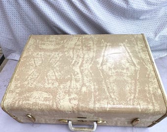 Maleta Samsonite Shwayder Bros Vintage Grande con Carcasa Rígida y Acabado Mármol Beige