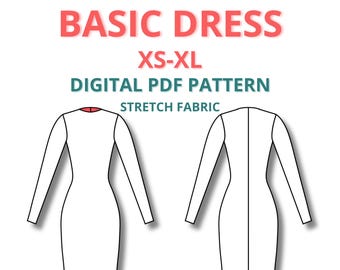 Stretch Basic Dress Block sewing pattern for women, dress sloper pattern for beginners, basic sloper for fashion students, basic sleeve pdf