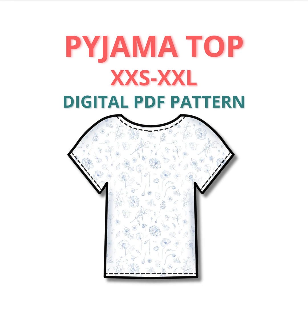 Pyjama Pattern Pyjama Top Sewing Pattern for Beginners, T-shirt Pattern for Women ...
