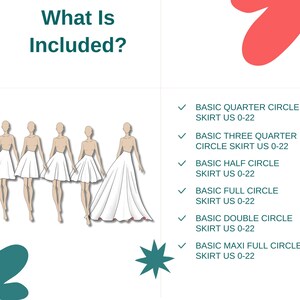 BUNDLE Basic Circle Skirt Block Sewing Pattern, Beginner Friendly pdf pattern, beginner friendly half circle skirt, maxi full circle skirt