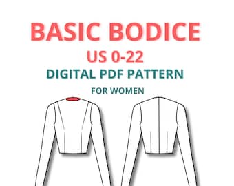 Basic Bodice Block for Women, Digital PDF Sewing Pattern, Beginner Friendly sewing pattern, basic sloper for fashion students, easy pattern