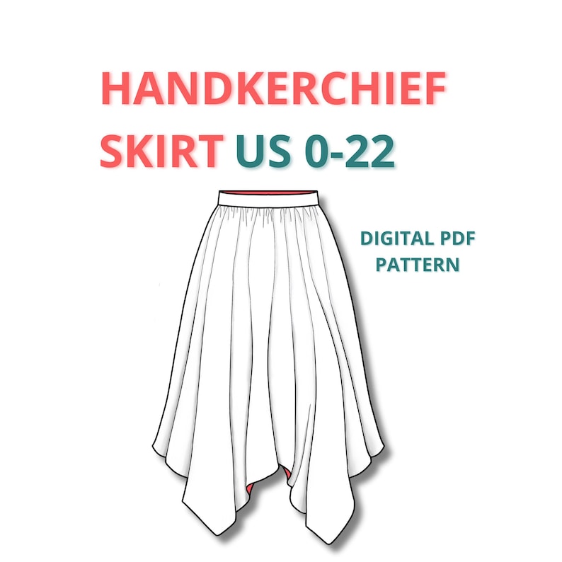Handkerchief Skirt Sewing Pattern Asymmetrical Skirt Pattern Flowy