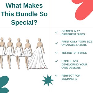 BUNDLE Basic Circle Skirt Block Sewing Pattern, Beginner Friendly pdf pattern, beginner friendly half circle skirt, maxi full circle skirt