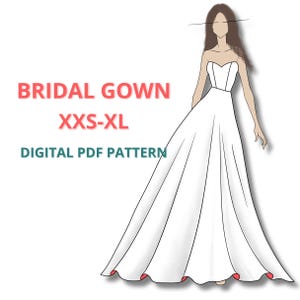Corset maxi dress, Evening dress Digital PDF Sewing Pattern, Beginner Friendly pdf pattern, bustier dress pattern, gown pattern, prom dress