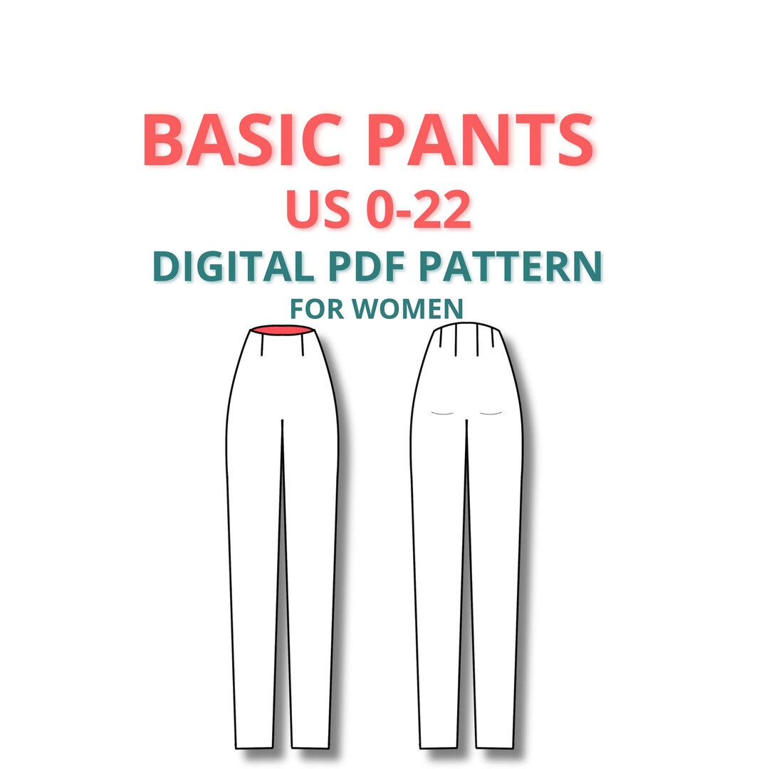 Basic Pants Block for Women, Digital PDF Sewing Pattern, Beginner ...