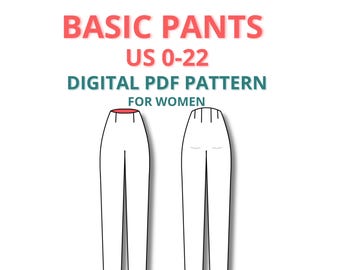 Basic Pants Block for Women, Digital PDF Sewing Pattern, Beginner Friendly sewing pattern, basic sloper for fashion students, easy pattern