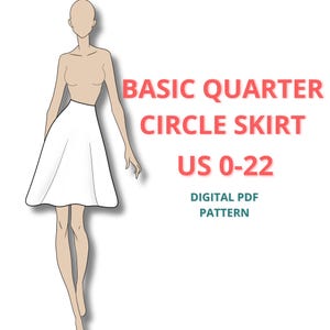 Basic Quarter Circle Skirt Block for Women, Digital PDF Sewing Pattern, Beginner Friendly sewing pattern, basic sloper for fashion students