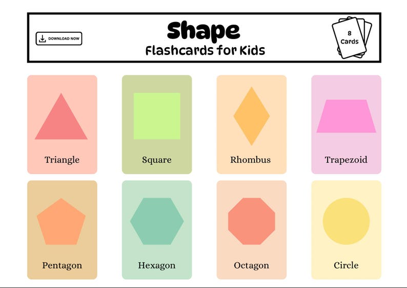Shapes Flashcards for Kids | Printable Geometric Shapes Learning Cards ...