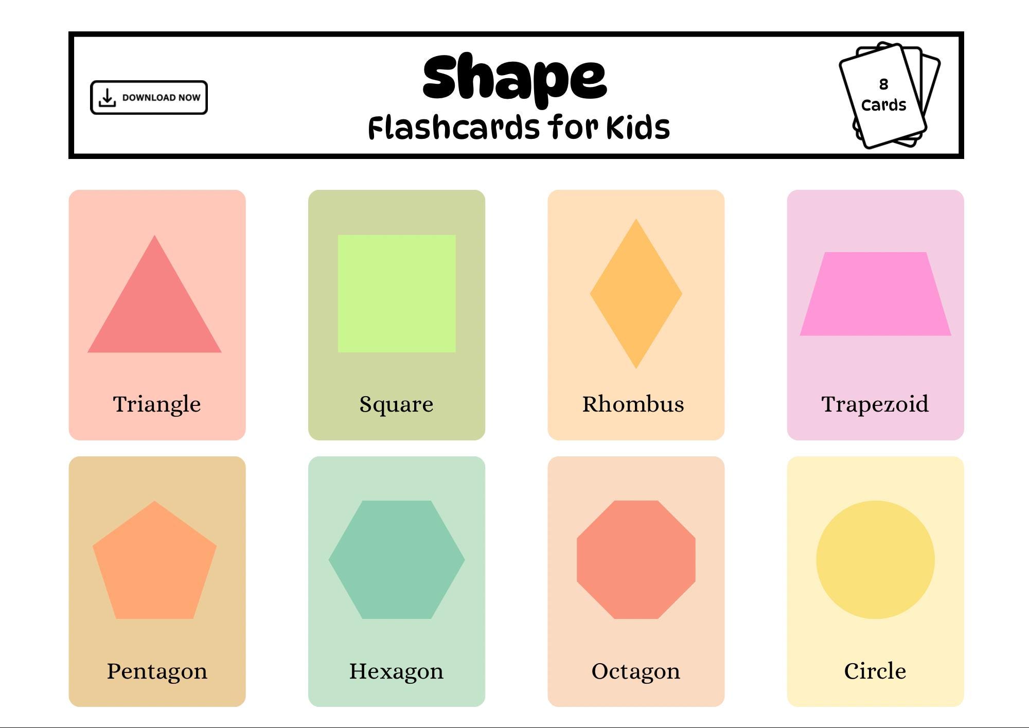 Shapes Flashcards for Kids | Printable Geometric Shapes Learning Cards ...