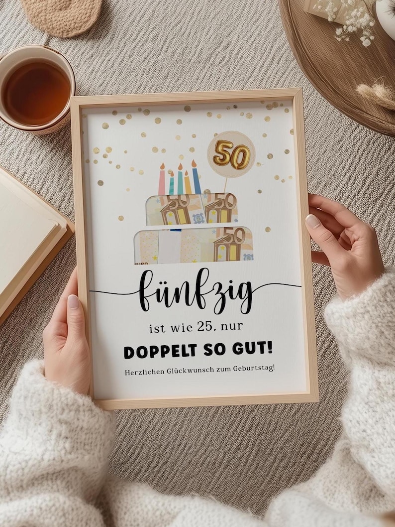 PDF Poster mit Zahl 50 – Geburtstag Geschenkidee für Mann & Frau