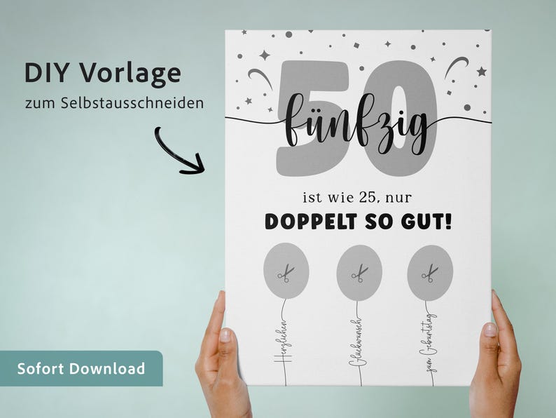 Printable Geburtstagskarte für Männer und Frauen – sofortiger Download