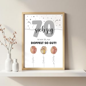 70 Geburtstag Geldgeschenk | Last Minute Geldgeschenk 70 Geburtstagsgeschenk | Digitales Geschenk zum Ausdrucken | runder Geburtstag Poster
