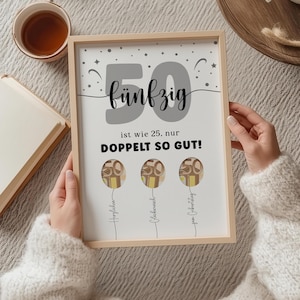 Digitales PDF-Poster „50. Geburtstag“ zum Ausdrucken als Geldgeschenk