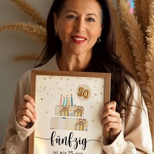 Lustige PDF-Geldgeschenk Vorlage für runden Geburtstag