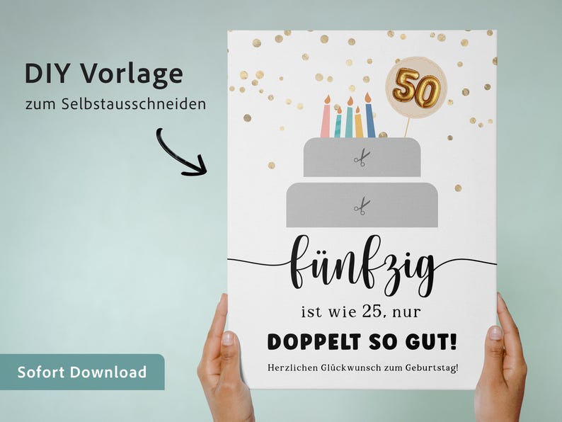 DIY Geburtstagsgeschenk zum 50. – moderne Printable Vorlage