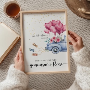 Cadeau de mariage en argent à imprimer – PDF numérique comme cadeau de mariage – télécharger une carte à remplir – Cadeau DIY pour les mariés en argent
