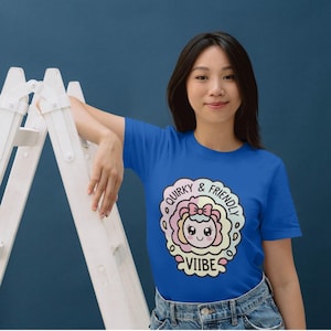 T-shirt met eigenzinnige en vriendelijke sfeer Leuke kawaii cartoon gezicht T-shirt pastel esthetische grafisch shirt positieve sfeer cadeau voor meisjes en tieners