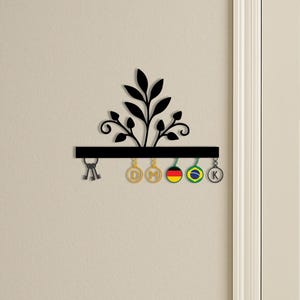 Leaf Design Metal Key Holder - Wall Mounted Modern Key Rack - Entryway Key Organizer - Decorative Steel Key Hanger