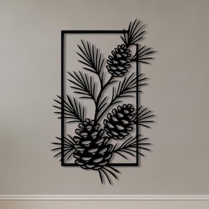 Pine Cone Metal Wall Art – Nature Inspired Modern Rustic Decor for Entryway or Living Room – Metal Wall Decor – Metal Wall Art – Metal Decor